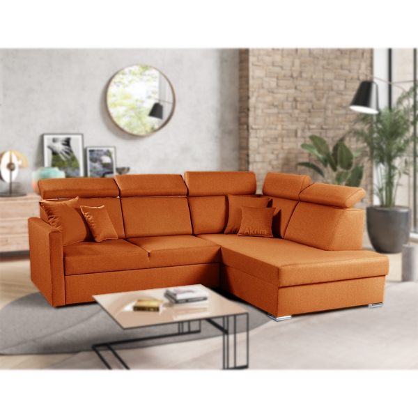 Sedací souprava SLIM Lux XL | 238x180 | PRAVÁ | rozkládací + úložný prostor | 10 oranžová