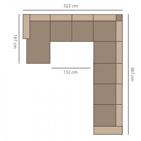 Sedací souprava VENTO U | 167x322x387 | VÝBĚR TKANIN | rozkládací + 2x úložný prostor