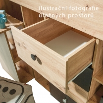 Patrová postel SMART 3 | 90x200 | LEVÁ | s úložnými prostory a stolkem | artisan/bílá