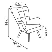 Křeslo ušák ROYAL | 80 cm | VÝBĚR TKANIN