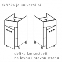 GLAMOUR m | dolní skříňka GLA-11D dřezová | 60 cm | modrá mat