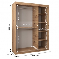 Šatní skříň Tokyo 1 | 150 cm | černá