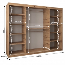 Šatní skříň Tokyo 1 | 250 cm | sonoma
