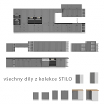 STILO bs | dolní skříňka 50D 1F 1S s policí a zásuvkou | 50 cm | bílá/šedá | UNI dvířka