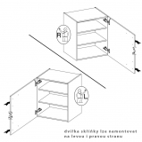 STILO bs | horní skříňka 50G-72 1F s 2 policemi | 50 cm | bílá/šedá | UNI dvířka