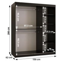 Šatní skříň Ramiro 1 | 150 cm | černá/bílá