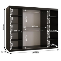 Šatní skříň Ramiro 1 | 200 cm | černá/bílá