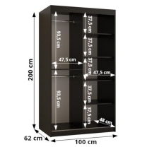 Šatní skříň Ramiro 2 | 100 cm | černá/bílá