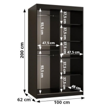 Šatní skříň Paproč | 100 cm | černá