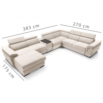 Sedací souprava BOLZANO U | 175x383x270 cm | rozkládací + 2x úložný prostor | pravá | VÝBĚR TKANIN