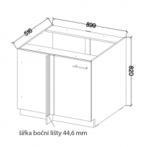 STILO bb | dolní skříňka 105ND 1F rohová s policí | 105x60 cm | bílá/bílá mat | UNI dvířka