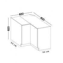 STILO bb | dolní skříňka 90x90ND 2F rohová s policí | 90x90 cm | bílá/bílá mat