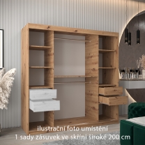 Zásuvky do skříní širokých 120 až 200 cm | sada 2 ks | artisan | pro vybrané posuvné skříně