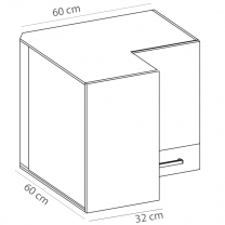 SMART b | horní skříňka rohová SM-54G | 60x60 cm | VÝBĚR KORPUSU | bílá mat