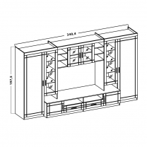 Obývací stěna PARIS | 340 cm + komoda v ceně | sonoma/bílá MDF