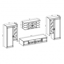 Obývací stěna PARIS | 340 cm + komoda v ceně | sonoma/sonoma MDF