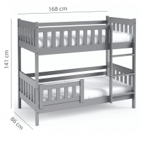 Patrová dětská postel LILA | 2x 80x160 cm | s rošty, matracemi a zásuvkou | šedá | UNI PROVEDENÍ