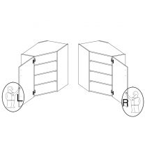 LARA wh | horní skříňka 60x60 GN-90 1F (45°) rohová | 60x60 cm | UNI dvířka | VYSOKÁ | bílá lesk