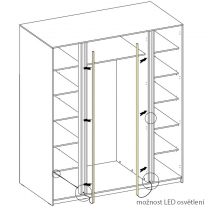 Šatní skříň KAJA 2F 2LU | 200 cm | se zrcadly | VYSOKÁ | černá/evoke