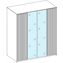 Šatní skříň KAJA 2LAM 2LU | 200 cm | se zrcadly | VYSOKÁ | černá/evoke + lamely