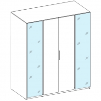 Šatní skříň KAJA 2LU 2F | 200 cm | se zrcadly | VYSOKÁ | evoke/černá