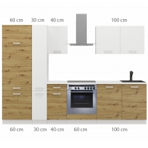 Kuchyňská linka TONI | 290 cm | S PRACOVNÍ DESKOU | bílá/artisan