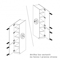 SIENA | vysoká skříňka 40 DK-210 2F potravinová s policemi | 40 cm | UNI dvířka | černá
