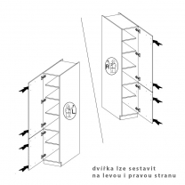 VIGO b | vysoká skříňka 40DK-210 2F potravinová | 40 cm | UNI dvířka | lancelot/bílá lesk