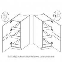 VIGO b | vysoká skříňka 50DK-145 1F 3S | 50 cm | PREMIUM BOX | UNI dvířka | lancelot/bílá lesk