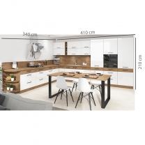 Kuchyňská linka VIGO b | 340x410 cm | PREMIUM BOX | UNI dvířka | lancelot/bílá lesk