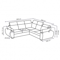 Sedací souprava BASTON | 260x260 cm | rozkládací + úložný prostor na levo | VÝBĚR TKANIN