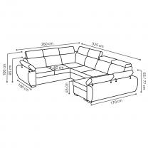 Sedací souprava BASTON | 260x325x170 cm | rozkládací + 2x úložný prostor | VÝBĚR TKANIN