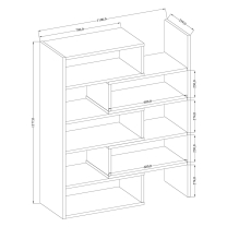 Regál KAROL 01 | nastavitelná šířka 72,5-125 cm x 138 cm | bílá | lamino o síle 22 mm