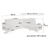 Sedací souprava DORIAN s taburetem | 167/232x263 | rozkládací + úlož. prostor | LEVÁ | VÝBĚR TKANIN