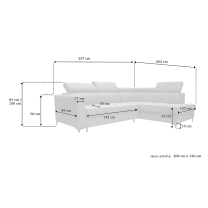 Sedací souprava CORTI | 202x257 | LEVÁ | rozkládací + úložný prostor | VÝBĚR TKANIN