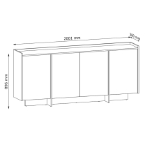 Komoda JAPANDI K4D | 200 cm | dub cremona | otevírání PUSH-OPEN