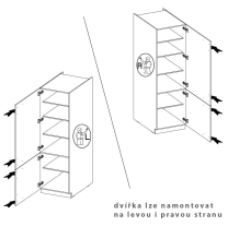 STILO ab | vysoká skříňka 60DK-210 2F potravinová | 60 cm | artisan/bílá| UNI dvířka