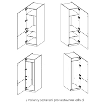 LUNA ab | vysoká skříňka 60 LO-210 2F pro vestavnou lednici | 60 cm | UNI dvířka | artisan/bílá